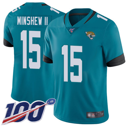 Nike Jaguars #15 Gardner Minshew II Teal Green Alternate Youth Stitched NFL 100th Season Vapor Limited Jersey
