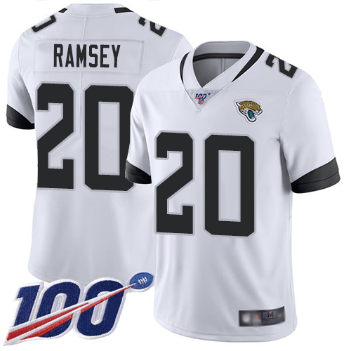 Nike Jaguars #20 Jalen Ramsey White Youth Stitched NFL 100th Season Vapor Limited Jersey