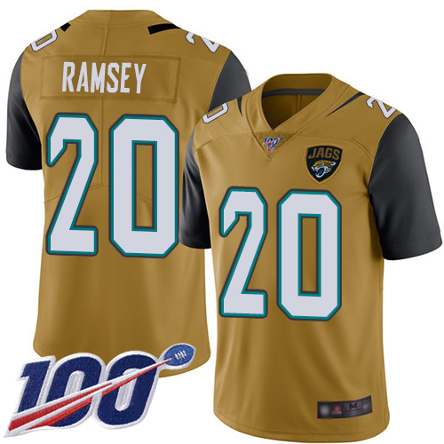 Nike Jaguars #20 Jalen Ramsey Gold Youth Stitched NFL Limited Rush 100th Season Jersey