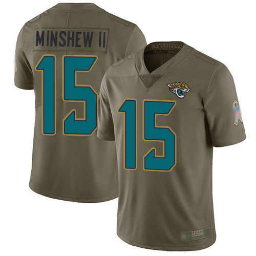 Nike Jaguars #15 Gardner Minshew II Olive Youth Stitched NFL Limited 2017 Salute to Service Jersey