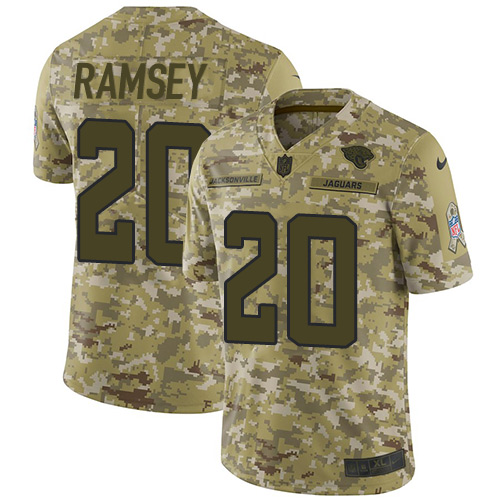 Nike Jaguars #20 Jalen Ramsey Camo Youth Stitched NFL Limited 2018 Salute to Service Jersey