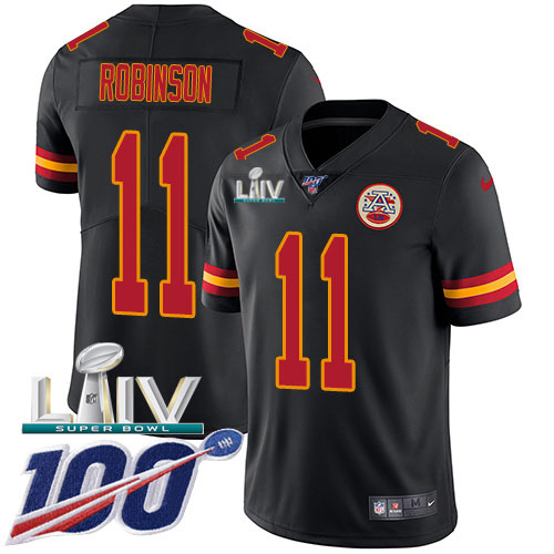 Nike Chiefs #11 Demarcus Robinson Black Super Bowl LIV 2020 Youth Stitched NFL Limited Rush Jersey