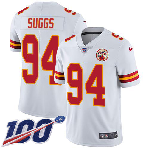 Nike Chiefs #94 Terrell Suggs White Youth Stitched NFL 100th Season Vapor Untouchable Limited Jersey
