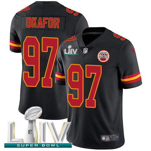 Nike Chiefs #97 Alex Okafor Black Super Bowl LIV 2020 Youth Stitched NFL Limited Rush Jersey