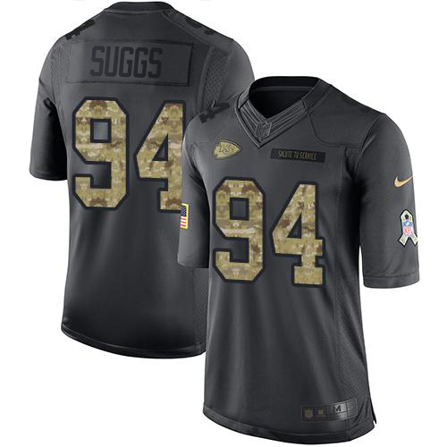 Nike Chiefs #94 Terrell Suggs Black Youth Stitched NFL Limited 2016 Salute to Service Jersey