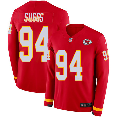 Nike Chiefs #94 Terrell Suggs Red Team Color Youth Stitched NFL Limited Therma Long Sleeve Jersey