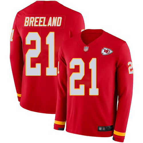 Nike Chiefs #21 Bashaud Breeland Red Team Color Youth Stitched NFL Limited Therma Long Sleeve Jersey