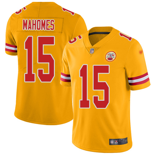 Nike Chiefs #15 Patrick Mahomes Gold Youth Stitched NFL Limited Inverted Legend Jersey