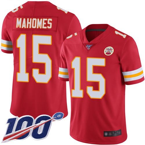 Nike Chiefs #15 Patrick Mahomes Red Team Color Youth Stitched NFL 100th Season Vapor Limited Jersey