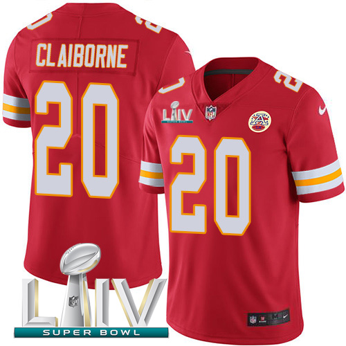 Nike Chiefs #20 Morris Claiborne Red Super Bowl LIV 2020 Team Color Youth Stitched NFL Vapor Untouchable Limited Jersey