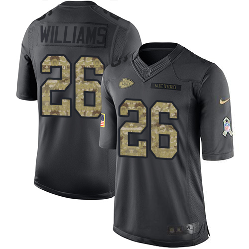 Nike Chiefs #26 Damien Williams Black Youth Stitched NFL Limited 2016 Salute to Service Jersey
