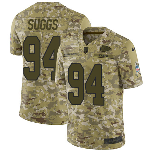 Nike Chiefs #94 Terrell Suggs Camo Youth Stitched NFL Limited 2018 Salute To Service Jersey