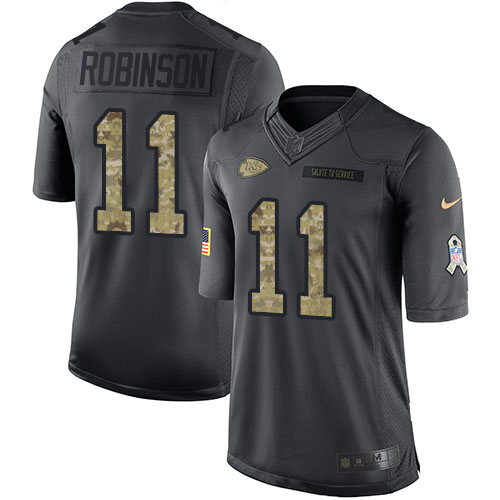 Nike Chiefs #11 Demarcus Robinson Black Youth Stitched NFL Limited 2016 Salute to Service Jersey
