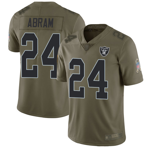 Nike Raiders #24 Johnathan Abram Olive Youth Stitched NFL Limited 2017 Salute to Service Jersey