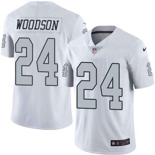Nike Raiders #24 Charles Woodson White Youth Stitched NFL Limited Rush Jersey