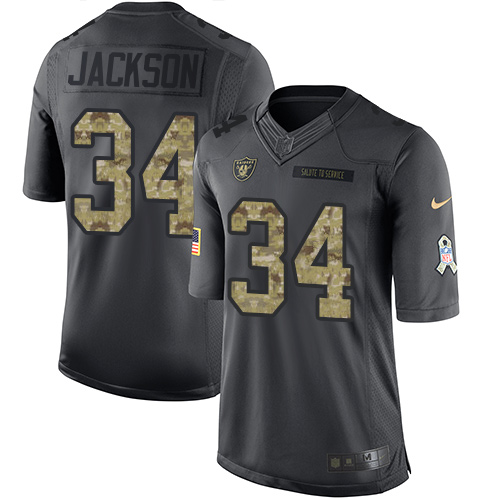 Nike Raiders #34 Bo Jackson Black Youth Stitched NFL Limited 2016 Salute to Service Jersey