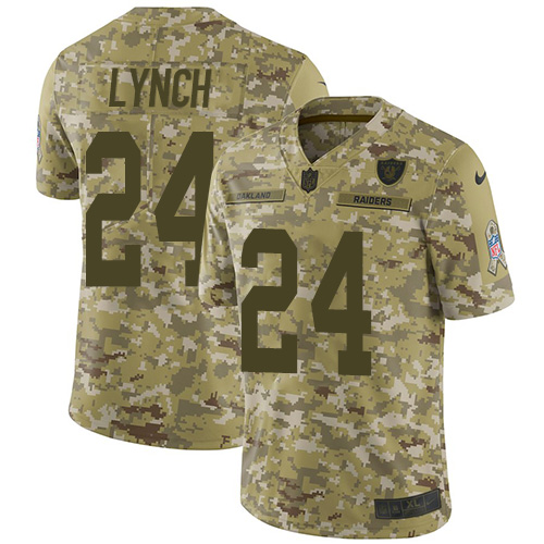 Nike Raiders #24 Marshawn Lynch Camo Youth Stitched NFL Limited 2018 Salute to Service Jersey
