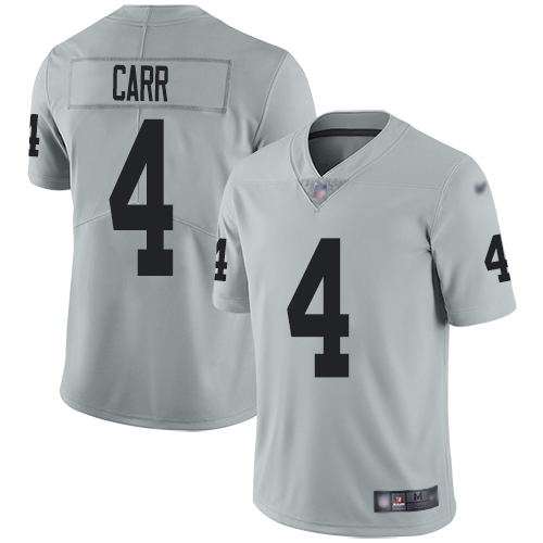 Nike Raiders #4 Derek Carr Silver Youth Stitched NFL Limited Inverted Legend Jersey