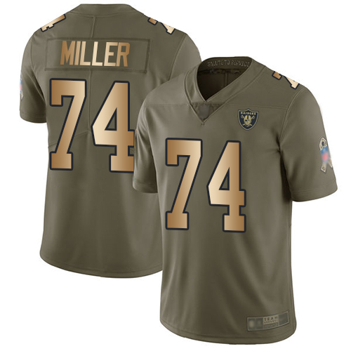 Nike Raiders #74 Kolton Miller Olive/Gold Youth Stitched NFL Limited 2017 Salute to Service Jersey