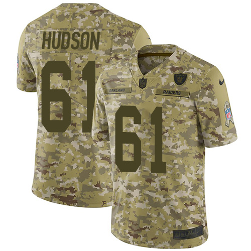 Nike Raiders #61 Rodney Hudson Camo Youth Stitched NFL Limited 2018 Salute to Service Jersey