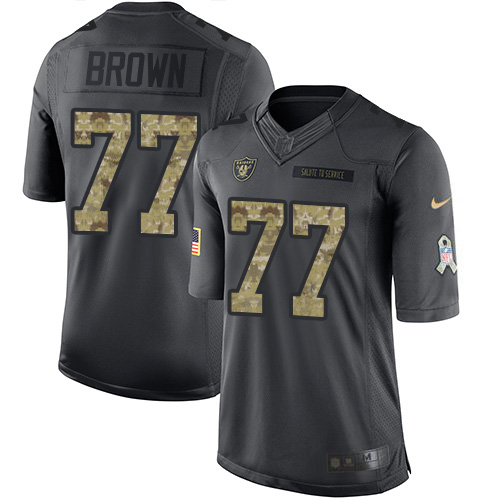 Nike Raiders #77 Trent Brown Black Youth Stitched NFL Limited 2016 Salute to Service Jersey