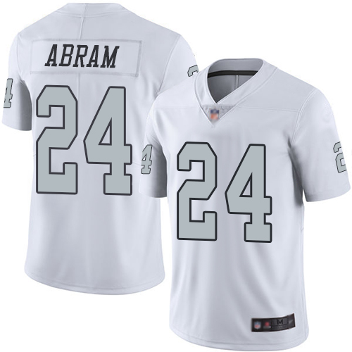 Nike Raiders #24 Johnathan Abram White Youth Stitched NFL Limited Rush Jersey