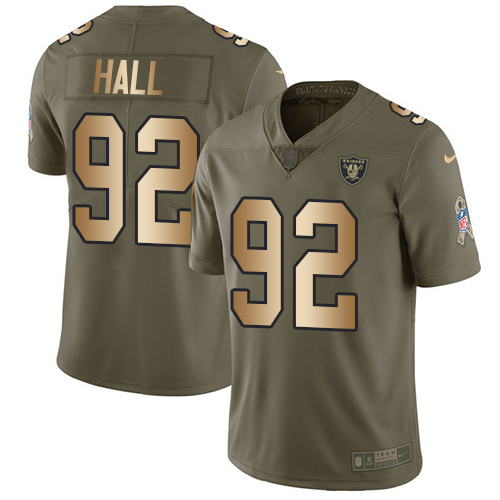 Nike Raiders #92 P.J. Hall Olive/Gold Youth Stitched NFL Limited 2017 Salute to Service Jersey