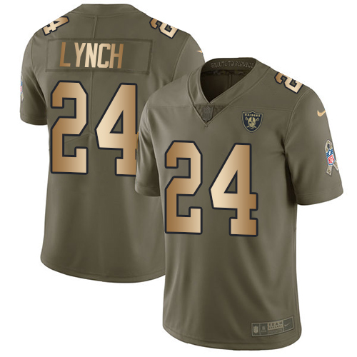 Nike Raiders #24 Marshawn Lynch Olive/Gold Youth Stitched NFL Limited 2017 Salute to Service Jersey
