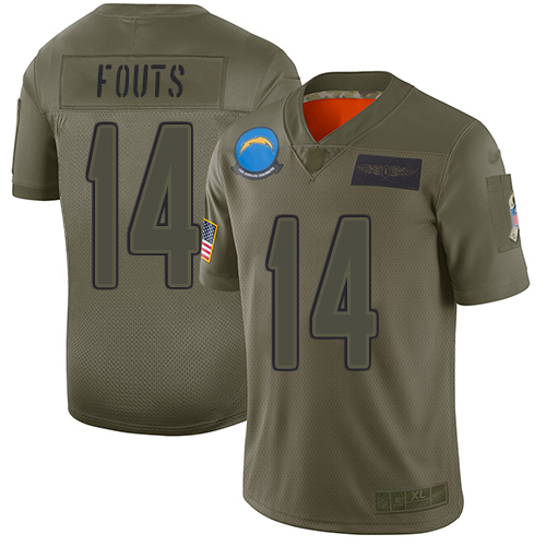 Nike Chargers #14 Dan Fouts Camo Youth Stitched NFL Limited 2019 Salute to Service Jersey