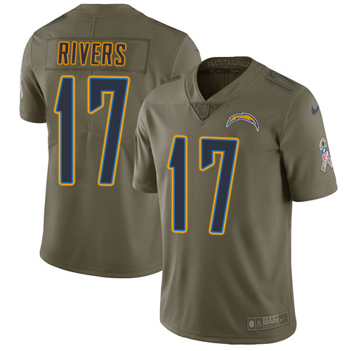 Nike Chargers #17 Philip Rivers Olive Youth Stitched NFL Limited 2017 Salute to Service Jersey