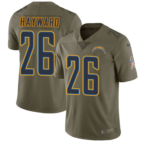 Nike Chargers #26 Casey Hayward Olive Youth Stitched NFL Limited 2017 Salute to Service Jersey