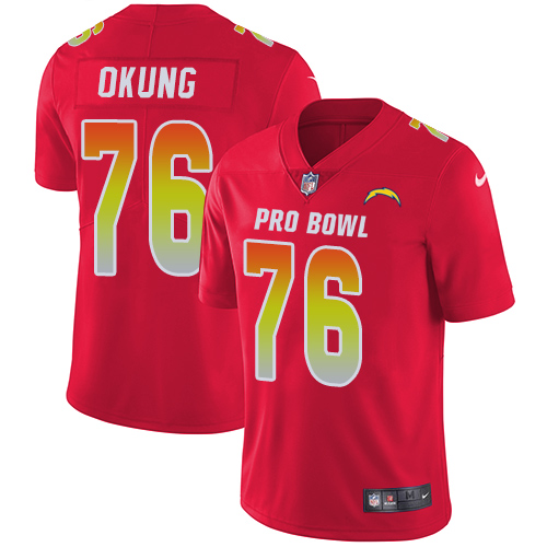 Nike Chargers #76 Russell Okung Red Youth Stitched NFL Limited AFC 2018 Pro Bowl Jersey
