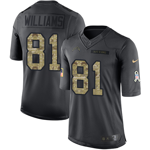 Nike Chargers #81 Mike Williams Black Youth Stitched NFL Limited 2016 Salute to Service Jersey