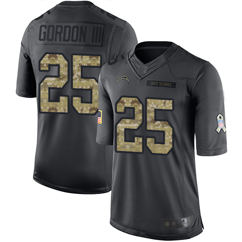 Nike Chargers #25 Melvin Gordon III Black Youth Stitched NFL Limited 2016 Salute to Service Jersey