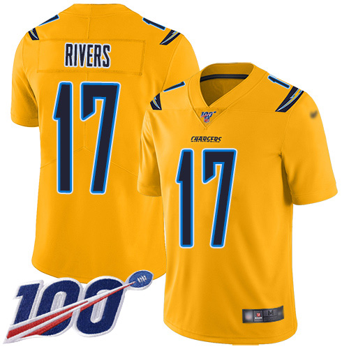 Nike Chargers #17 Philip Rivers Gold Youth Stitched NFL Limited Inverted Legend 100th Season Jersey