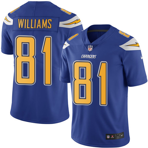Nike Chargers #81 Mike Williams Electric Blue Youth Stitched NFL Limited Rush Jersey