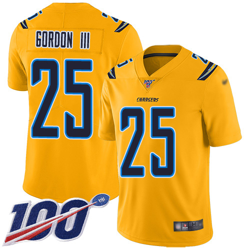 Nike Chargers #25 Melvin Gordon III Gold Youth Stitched NFL Limited Inverted Legend 100th Season Jersey
