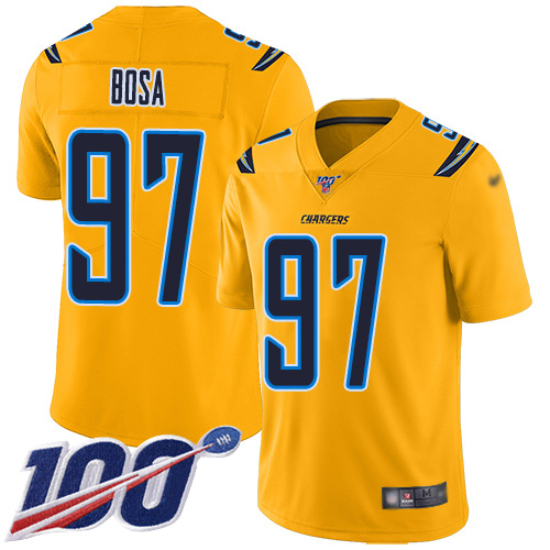 Nike Chargers #97 Joey Bosa Gold Youth Stitched NFL Limited Inverted Legend 100th Season Jersey