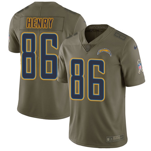 Nike Chargers #86 Hunter Henry Olive Youth Stitched NFL Limited 2017 Salute to Service Jersey