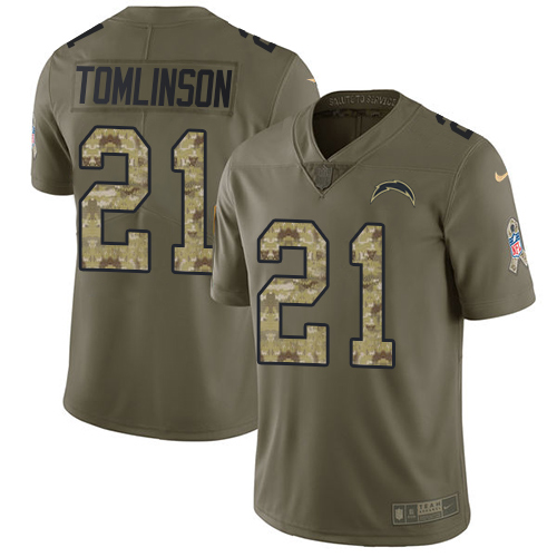 Nike Chargers #21 LaDainian Tomlinson Olive/Camo Youth Stitched NFL Limited 2017 Salute to Service Jersey