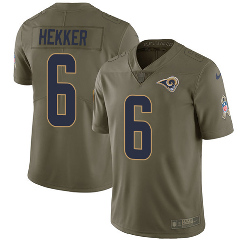 Nike Rams #6 Johnny Hekker Olive Youth Stitched NFL Limited 2017 Salute to Service Jersey