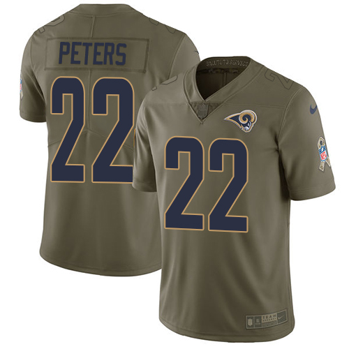 Nike Rams #22 Marcus Peters Olive Youth Stitched NFL Limited 2017 Salute to Service Jersey