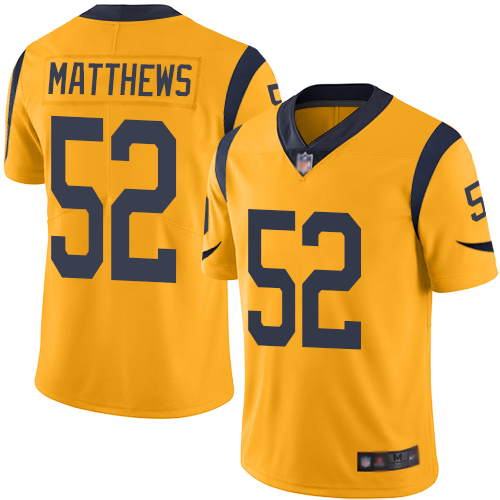 Nike Rams #52 Clay Matthews Gold Youth Stitched NFL Limited Rush Jersey