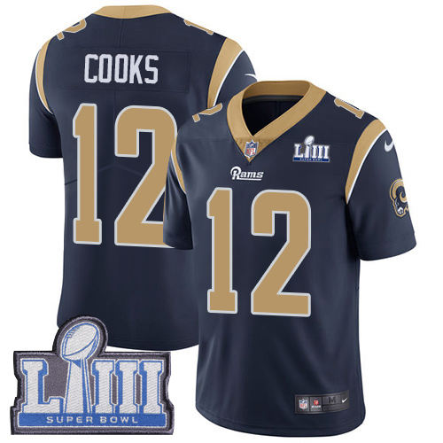Nike Rams #12 Brandin Cooks Navy Blue Team Color Super Bowl LIII Bound Youth Stitched NFL Vapor Untouchable Limited Jersey