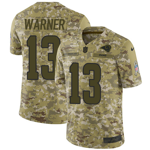 Nike Rams #13 Kurt Warner Camo Youth Stitched NFL Limited 2018 Salute to Service Jersey