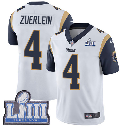 Nike Rams #4 Greg Zuerlein White Super Bowl LIII Bound Youth Stitched NFL Vapor Untouchable Limited Jersey