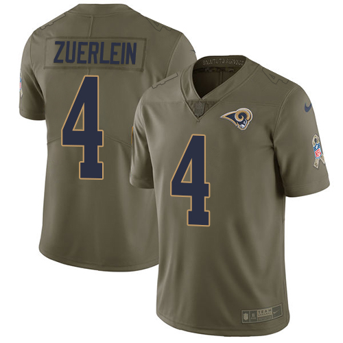 Nike Rams #4 Greg Zuerlein Olive Youth Stitched NFL Limited 2017 Salute to Service Jersey