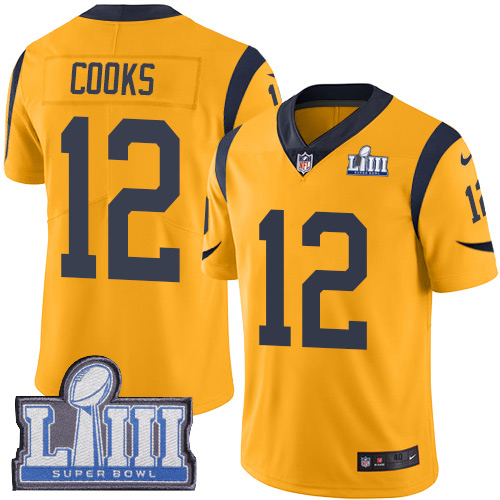 Nike Rams #12 Brandin Cooks Gold Super Bowl LIII Bound Youth Stitched NFL Limited Rush Jersey