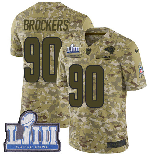 Nike Rams #90 Michael Brockers Camo Super Bowl LIII Bound Youth Stitched NFL Limited 2018 Salute to Service Jersey