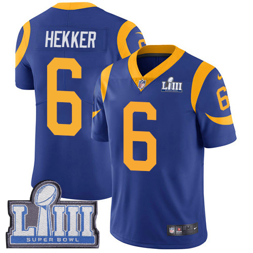 Nike Rams #6 Johnny Hekker Royal Blue Alternate Super Bowl LIII Bound Youth Stitched NFL Vapor Untouchable Limited Jersey